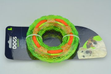 Gumový kruh s provázkem DOGS (12x3cm) - Zelený