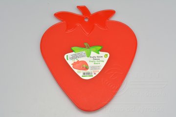 Plastová krájecí deska na ovoce jahoda - Červená (20x16,5cm)