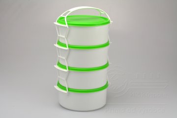Plastový jídlonosič 4 dílný 4x1,1l - Zelený (27cm)