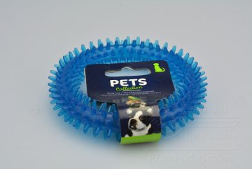 Gumová hračka pro psa - Modrý zubatý kruh (12cm)