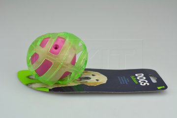 Gumová koule s hvízdajícím míčkem uvnitř DOGS (8cm) - Zelená