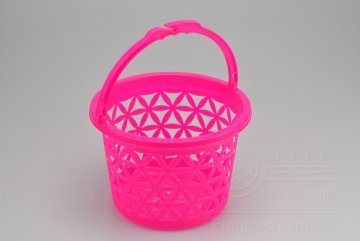 Plastový kulatý košík vzor květin 2,9l (20x14cm) - Růžový