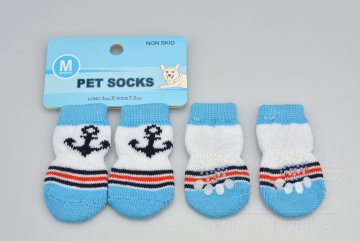 Ponožky pro psy s protiskluzovou podrážkou 3x7,5cm (M) - Modro bílé s kotvou