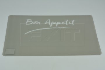 Průhledné vinylové prostírání (43.5x28.5cm) - Bon Appetit - Šedé