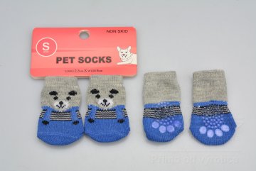 Ponožky pro psy s protiskluzovou podrážkou 2,5x6cm (S) - Modro šedé