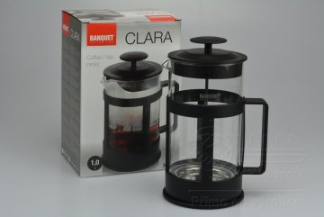 Konvice french press na kávu a čaj BANQUET Clara 1l