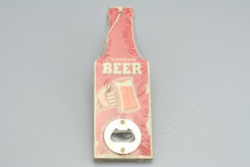 Stylový otvírák na pivo se šňůrkou - Červený (19,5x7cm)