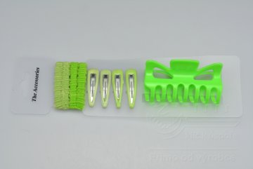 Vlasový set (9ks) sponky, gumičky a skřipec (8,5cm) - Zelený