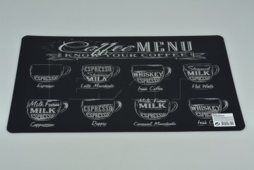 Vinylové prostírání (43.5x28.5cm) - Coffee MENU - Černé
