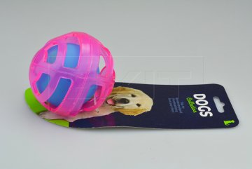 Gumová koule s hvízdajícím míčkem uvnitř DOGS (8cm) - Růžová