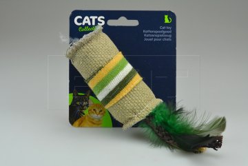 Hračka pro kočky s pírkama CATS (16cm) - Mix motivů