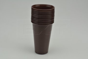 Set dvanácti kusů hnědých plastových kelímků na kávu - BANQUET 