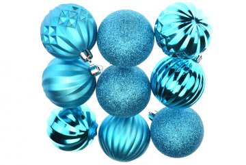 Tvarované vánoční koule FLORA (6cm) 9ks - Modré
