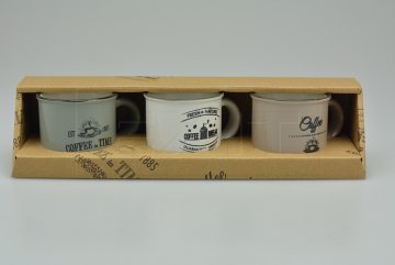 Sada 3ks porcelánových hrníčků SIAKI (5.5x6cm) - Káva