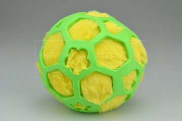 Plyšová koule v silikonové mřížce DOGS (10cm) - Žlutá