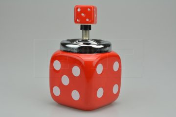 Rotační keramický popelník hrací kostka (8.5cm) - Červený