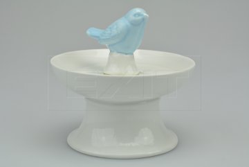 Porcelánové dekorační pitítko pro ptáčky (11x11cm) - Modrý ptáček