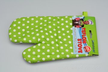 Teflonová kuchyňská rukavice s magnetem - Zelená s puntíky (25cm)