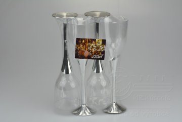 Set 4ks plastových pohárů na šampaňské - Stříbrný (22,5cm)