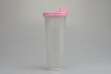Kulatá plastová nádoba s odměrkou 750ml PLAST ART- Růžová (25x10cm)