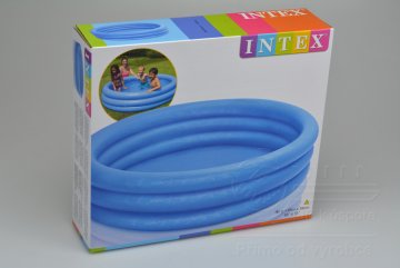Modrý dětský kulatý bazén se třemi nafukovacími prstenci