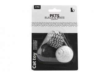 Chrastící koule pro kočky PETS B&W (4cm) - Set 3ks