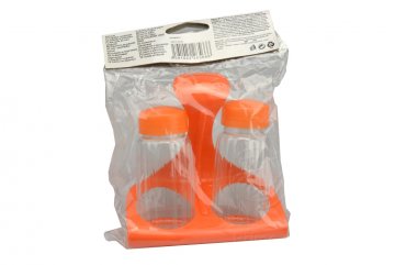Plastová slánka s pepřenkou BANQUET Cruet - Oranžová (11x11cm)