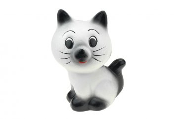 Sádrová pokladnička v dárkovém celofánu - Černo-bílá kočička (17cm)