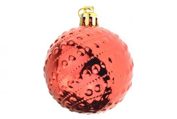 Vánoční koulička (6cm) - Červená, s bouličkama, 1ks