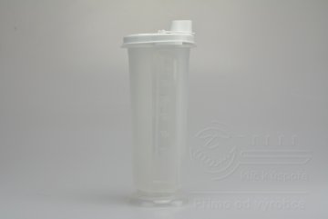 Kulatá plastová nádoba s odměrkou 750ml PLAST ART- Bílá (25x10cm)