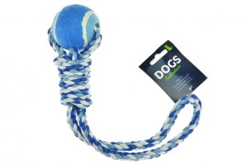Provaz s tenisákem DOGS (35cm) - Modrý