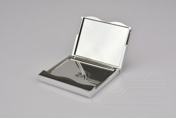 Třpytivé kapesní dvojité zrcátko s 2x zvětšením - Stříbrné (6,7x6,3cm)