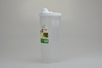 Hranatá plastová nádoba s odměrkou 750ml - Bílá (23x8,5cm)