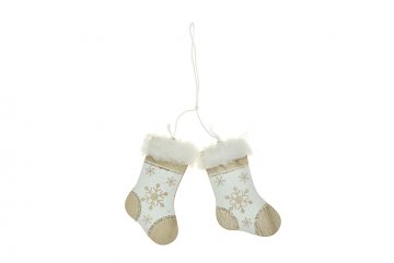Dřevěné vánoční ozdoby, ponožky, natural