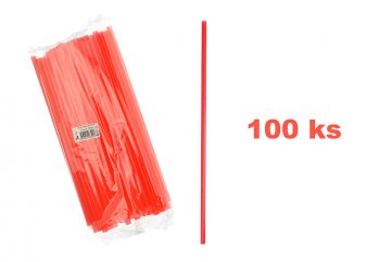 Plastová brčka 100 ks 260 x 8 mm, červené