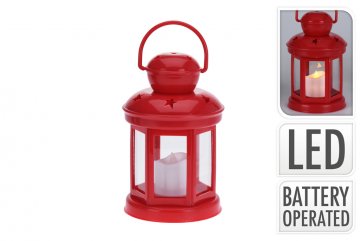 Lucerna s LED svíčkou - Červená