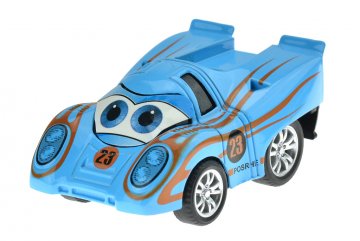 Kovové natahovací závodní autíčko (6cm) - Modré