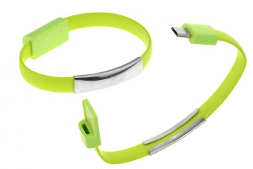 Silikonový náramek pro nabíjení telefonu, Micro-USB - Zelený