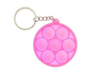 Fidget Popit antistresová hračka Klíčenka - Růžové kolečko