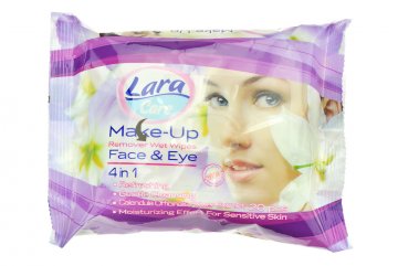Vlhčené ubrousky na odstranění make-upu LARA 20ks PH5.5 - Fialové balení