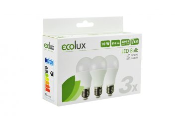 ECOLUX LED žárovka 3-pack, klasický tvar, 10W,…