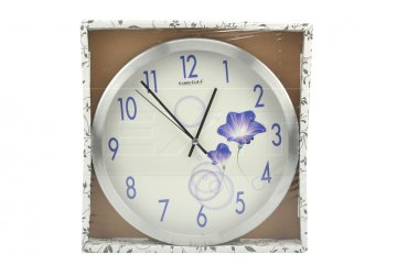 Nástěnné hodiny TIMEGOLD (28cm) - Fialové květy