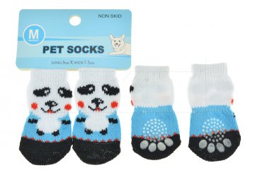 Ponožky pro psy s protiskluzovou podrážkou 3x7.5cm (M) - Bílo modré