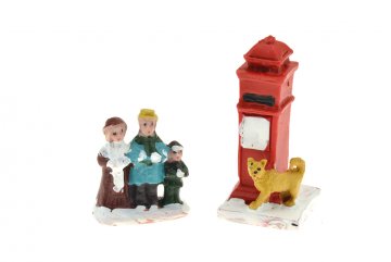 Vánoční dekorace figurky - Poštovní schránka a rodina