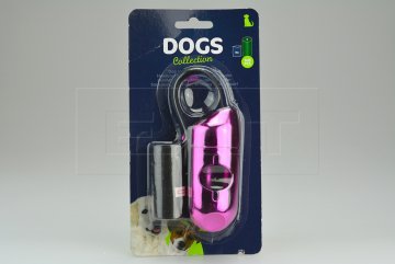 Pouzdro na psí exkrementy + sáčky DOGS - Růžové