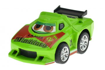 Kovové natahovací závodní autíčko (6cm) - Zelené