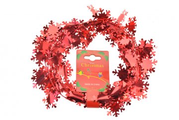 Vánoční dekorace, drátek s vločkami - Červený