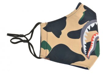 Textilní rouška - Žralok, celopotisk, pískový