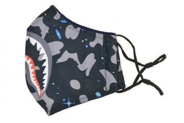 Textilní rouška - Žralok, celopotisk, tmavý