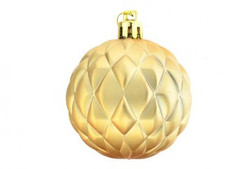 Vánoční koulička (6cm) - Zlatá, tvarovaná, matná, 1ks